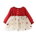 thumbnail image 1 of Zanarzt Baby Girls' Cotton Dress Toddler Kids Girls Floral Long Sleeve Mesh Tulle Ball Gown Dress Princess Clothes Red,0-12 Months, 1 of 8