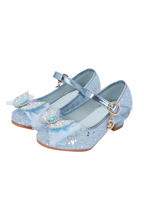 Baby Girls Dress Shoes Dress up Pumps Pearl Lined Princess Dress Shoes (Toddler Girls & Little Girls & Big Girls) Blue,10.5
