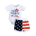 thumbnail image 1 of Zanarzt Baby Girls First 4th Of July Outfit 2 Piece 4th Of July Baby Girl Outfits Summer Print Top Romper Shorts Two-Piece Set Children'S Clothing White,3 Months, 1 of 8