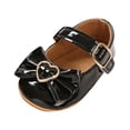 thumbnail image 1 of Zanarzt Baby Girls' Flats Baby Girls Mary Jane Flats, Non Slip Soft Sole, Leather Bowknot Dress Shoes Newborn Infant Toddler First Walker Black,US 5, 1 of 8