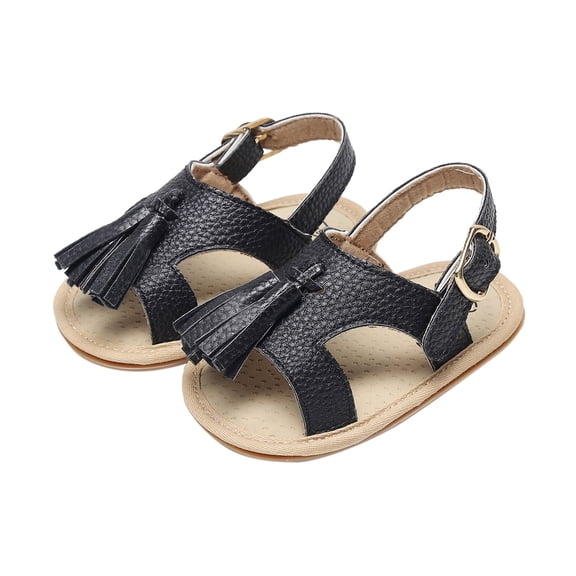Zanarzt Baby Girls Sandals Summer Shoes Baby Girls Sandals Soft Sole Anti Slip Open Toe Breathable Summer Outdoor First Walker Shoes Baby Sandals Black,5