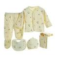 thumbnail image 1 of Zanarzt Baby Layette Gift Set Boy Baby Boy Girl Clothes Unisex Set Outfits 5 Pieces Long Sleeve Tops+Hat+Pants+Bib Toddler Yellow,0-3 Months, 1 of 8