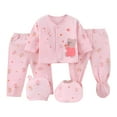 thumbnail image 1 of Zanarzt Baby Layette Gift Set Unisex Baby Boy Girl Clothes Unisex Set 5 Pack Long Sleeve Tops+Hat+Pants+Bib Outfits Toddler Baby Must Haves Pink,0-3 Months, 1 of 7