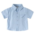 thumbnail image 1 of Zanarzt Baby Linen Shirt Toddler Boys Short Sleeve Dress Shirts Kids Summer School Button Down Shirt Blue,4-5 Years, 1 of 4