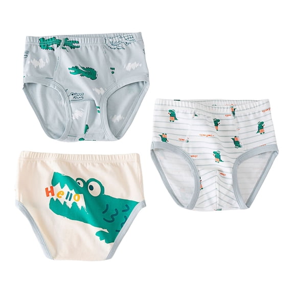 Zanarzt Baby Potty Training Pants Cotton Toddler Underpants Boy Briefs 3pcs Cotton Briefs Soft Dinosaur Truck Toddler Underwear Grey,7-8 Years