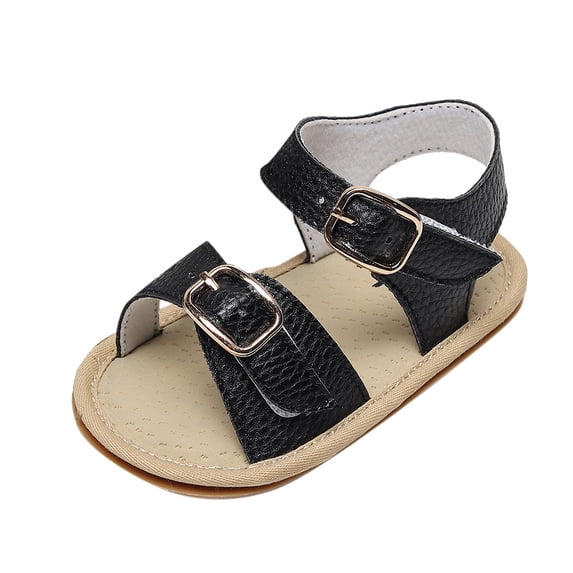 Zanarzt Baby Sandles Unisex Summer Slide Sandals Baby Comfort Anti-Slip Open Toe Adjustable Walking Beach Shower Shoes for Boys Girls Black,US 4