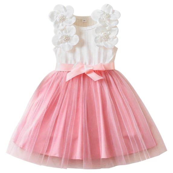 Zanarzt Baby Tutu Dress Toddler Girls Tulle Summer Sleeveless Baby Girls Tutu Princess Party Casual Dress Pink,7-8 Years