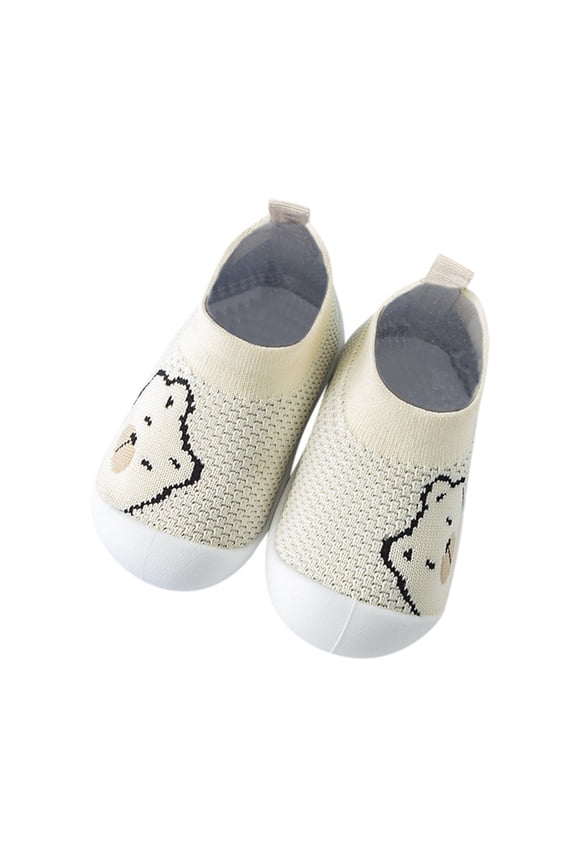 Baby Walking Shoes Barefoot Baby Boys Girls Shoes Cute Cartoon Animals Breathable Mesh First Walkers Shoes Prewalker Sneaker Khaki,12-18 Months