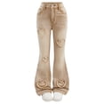 thumbnail image 1 of Zanarzt Baggy Jeans for Teens Girls Flare Jeans Denim Bell Bottom Pants Retro High Waisted Wide Leg Trousers Khaki,9-10 Years, 1 of 8