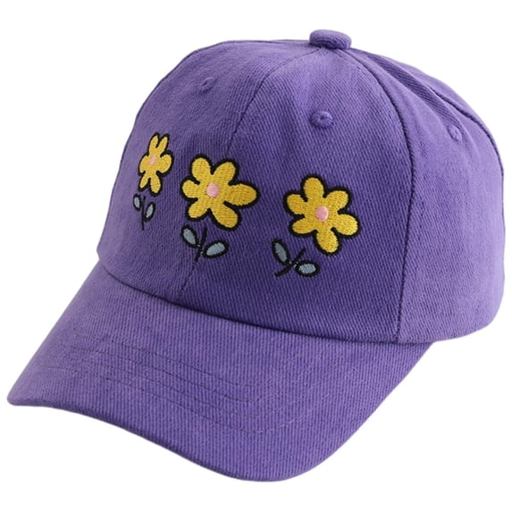 Zanarzt Baseball Cap for Kids Cute Floral Baseball Cap for Girls Baseball Cap Sun Hat Embroidered Childrens Hat Dark Purple,3-8 Years