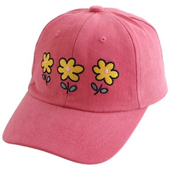 Zanarzt Baseball Hat Kids Cute Floral Baseball Cap for Girls Baseball Cap Sun Hat Embroidered Childrens Hat Hot Pink,3-8 Years