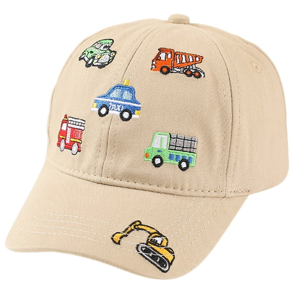 Zanarzt Baseball Hat Toddler Childrens Baseball Cap with Car Embroidered for Boys and Girls Cartoon Mesh Cap Khaki,3-8 Years