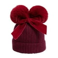 thumbnail image 1 of Zanarzt Beanie Hats for Baby Girls Boys Baby Winter Hat with Bow Double Cap Customized Warm Toddler Boys Girls Knit Hats Wine,6-36 Months, 1 of 4
