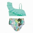 thumbnail image 1 of Zanarzt Bikini Girls 2 Piece Swimsuit Ruched Ruffle Bikini Sets Adjustable Straps Bathing Suit for Teen Girls 8-9 Years,Mint Green, 1 of 7