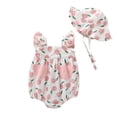 thumbnail image 1 of Zanarzt Birthday Girl Outfit Preemie Newborn Baby Girl Clothes Infant Cotton Romper Summer Outfit for Girls Ruffle Sleeve Bodysuit Jumpsuit with Hat Pink,3-6 Months, 1 of 4