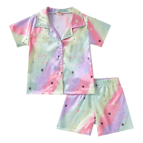 Zanarzt Birthday Pjs Little Girl Toddler Pajamas Set Button Down Shorts Sleeve Tops and Shorts 2 Piece Sleepwear Outfit 3-4 Years,Pink