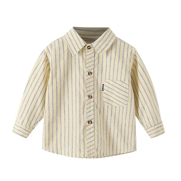 Zanarzt Boy Dress Shirt Children's Cotton Shirt Boys' Checkered Shirt Baby Shirt Thin Jacket Beige,15-16 Years