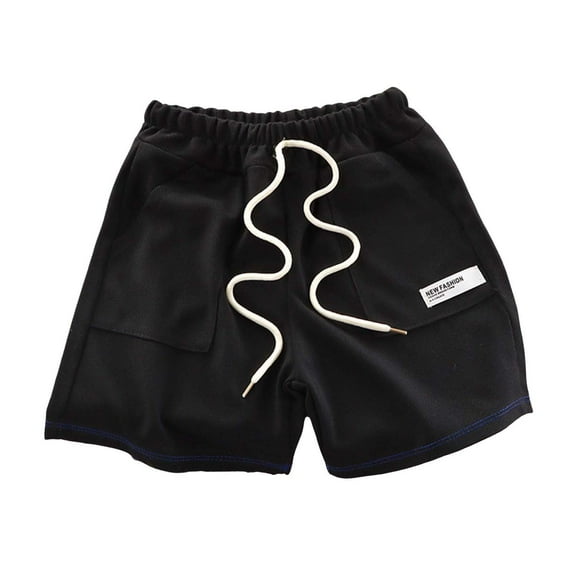Zanarzt Boys Athletic Shorts Toddler Boy Shorts Baby Boy Cotton Shorts Soft Casual with Drawstring Boys Clothes for Summer Black,8-9 Years