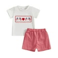 thumbnail image 1 of Zanarzt Boys Baby Clothes My First 4th of July Baby Boy Girl Outfit Independence Day Set Short Sleeve Tops+Striped Shorts White,18-24 Months, 1 of 5
