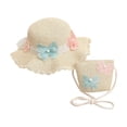 thumbnail image 1 of Zanarzt Boys Beach Hat Kids Girl Summer Straw Hat Foldable Wide Brim Cap Sun Visor Hats Sun Protection Beach Hats with Bag Beige,One Size, 1 of 7