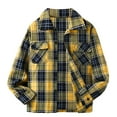 thumbnail image 1 of Zanarzt Boys Button Down Shirt Boys Girls Long Sleeve Checkered Shirt Fashionable and Versatile Lapel Top Jacket Yellow,11-12 Years, 1 of 7