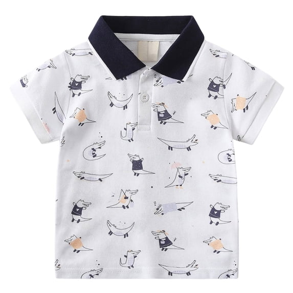 Zanarzt Boys Button Down Shirt Toddler Boys Button Up Shirts Short Sleeve Lightweight Summer Cotton Dress T Shirt Tees Tops White,4-5 Years