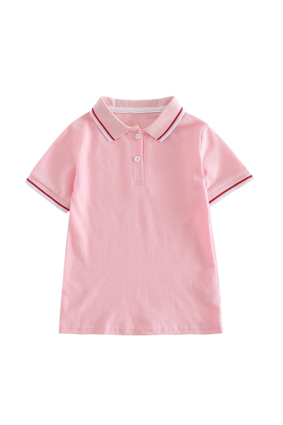 Boys Button Down Shirt Toddler Boys Girls Short Sleeve Solid T Shirt Tops Casual Tee Summer Clothes Pink,13-14 Years
