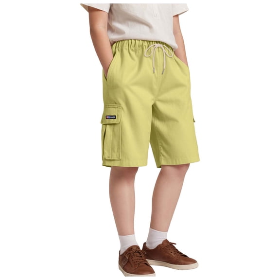 Zanarzt Boys Cargo Shorts Boys Cargo Shorts Athletic Shorts with Pockets for Outdoor Camping Hiking Yellow,9-10 Years