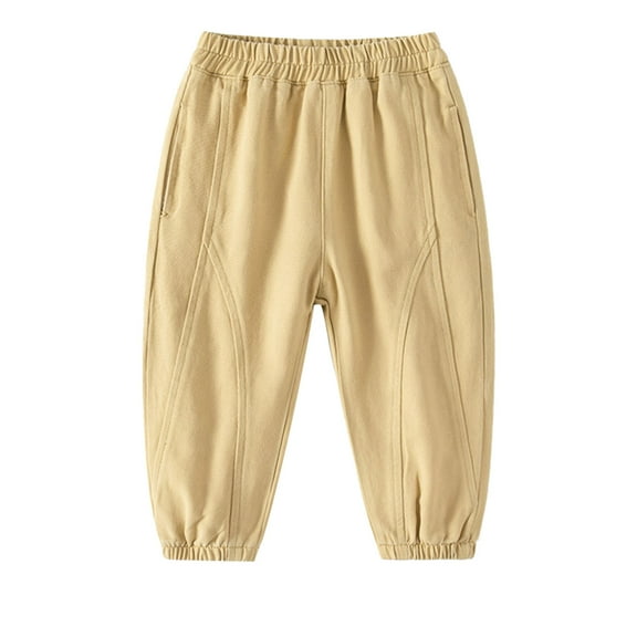 Zanarzt Boys Casual Jogger Pants Baby Boy's Pants Toddler Cotton Jogger Kids Drawstring Sweatpants Khaki,4-5 Years