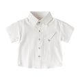 thumbnail image 1 of Zanarzt Boys Dress Clothes Toddler Boys Short Sleeve Dress Shirts Kids Summer School Button Down Shirt White,4-5 Years, 1 of 4