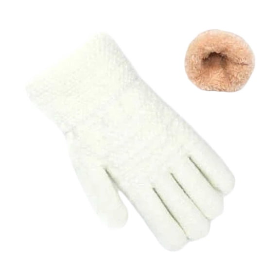 Zanarzt Boys Gloves Winter Winter Gloves for Boys Girls Kids Warm Knit Thermal Knitted Gloves Wool Fleece Lined Mittens for Cold Weather White,5-10 Years