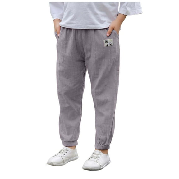 Zanarzt Boys Jogger Pants Cotton Toddler Boy Girl Casual Soft Trousers Baby Summer Fall Comfy Cotton Pants Back to School Clothes Grey,6-7 Years