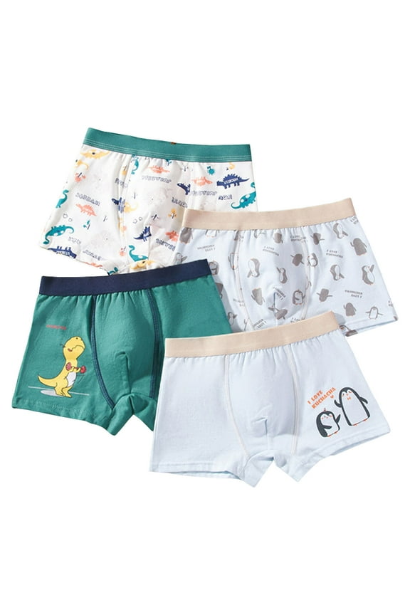Boys Potty Training Underwear Children's Underpants Boys Combed Cotton Boys Boxer Shorts Cotton Underwear 4PCS Green,12-14 Years