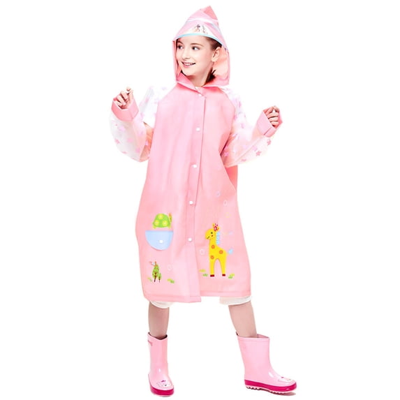 Zanarzt Boys Rain Suit Kids Boys Girls Hooded Rain Ponchos Waterproof Windbreaker Raincoat Rainwear Pink,11-12 Years
