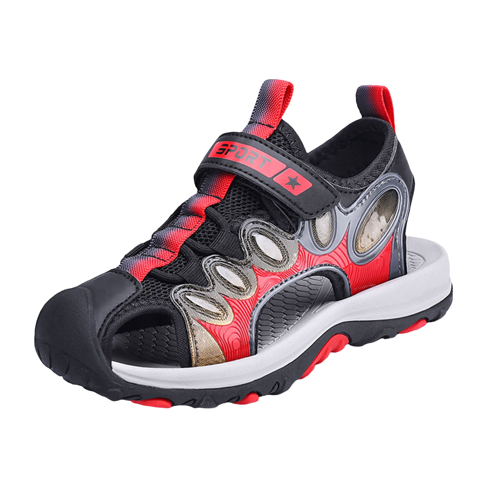 Nike Black and Red Kids Sport Sandals with Gray Straps Jordan Spizike Low Younger Kids main image 3