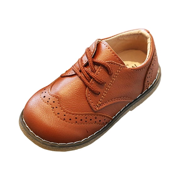 Zanarzt Boys Shoes Kids Dress Shoes Toddler Lace-Up Oxford Comfortable Sole Formal Casual School Footwear Brown,US 6.5