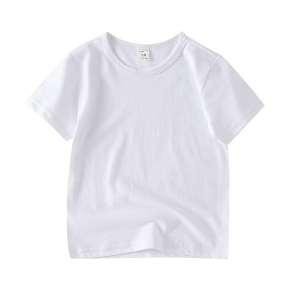 Zanarzt Boys Solid Color T Shirts Soft Boys' Short Sleeve Solid Crew Neck T Shirt Soft Comfortable Relaxed Fit White,18-24 Months