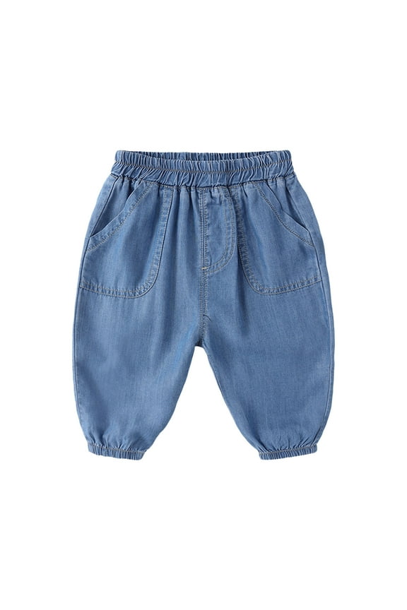 Boys Straight Leg Denim Jeans Baby Jeans Baby Summer Pants Boys Thin Pants Childrens Summer Clothes Blue,3-4 Years