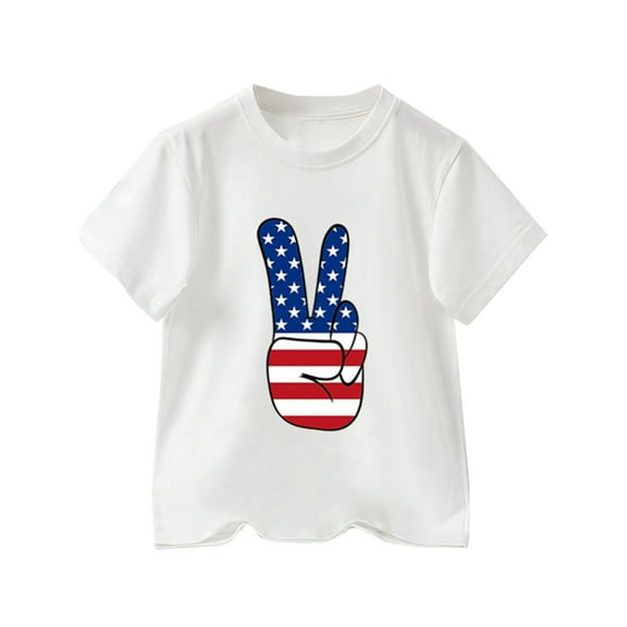 Zanarzt Boys T Shirts Toddler American Flag Shirts 4th of July T-Shirts Boys Girls Cotton Patriotic Tops Tee Kids Independence Day Clothes White,3-4 Years