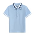 thumbnail image 1 of Zanarzt Boys T Shirts Toddler Baby Boy Shirt Stripes Short Sleeve Button Down T Shirt Tops Cute Infant Casual Tee Summer Clothes Blue,3-4 Years, 1 of 7
