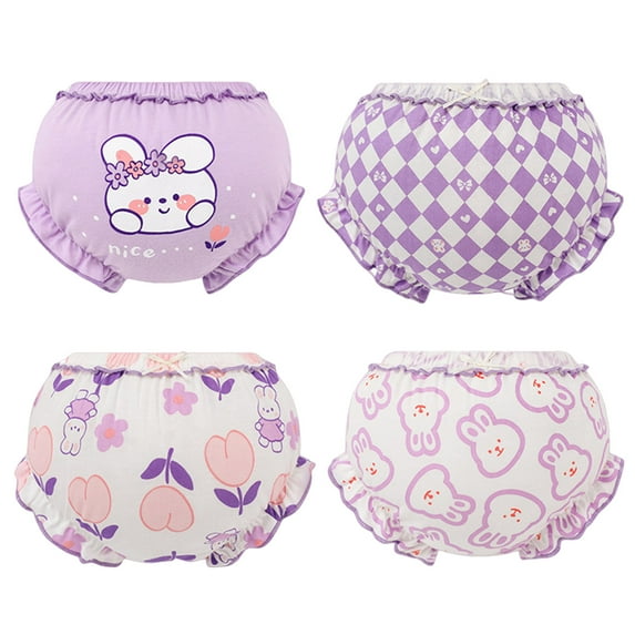 Zanarzt Cotton Underwear 4 Pack Baby Pants Unisex Absorbent Cotton Underpants Cute Soft Underwear Purple,6-15 Months