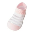 thumbnail image 1 of Zanarzt Crew Socks for Baby Toddler Kids Toddler Boys Girls Summer Striped Breathable Soft Sole Rubber Shoes Socks Slipper Pink,5-8 Months, 1 of 4