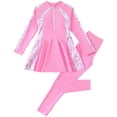 thumbnail image 1 of Zanarzt Cute Bathing Suits Girls Long Sleeve Swimsuit Bathing Suit Rash Guard Swimwear 2 Piece Pink,9-10 Years, 1 of 6