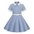 thumbnail image 1 of Zanarzt Cute Dresses for Girls Girl Short Sleeve Dress Kids School Dresses Tween Sundress Casual Summer Clothes for Girls Holiday Outfits Blue,3-4 Years, 1 of 9