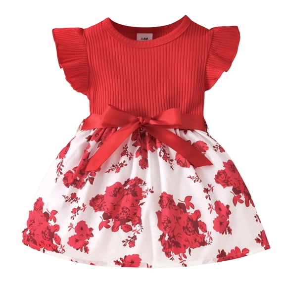 Zanarzt Cute Dresses Summer Dress Toddler Girls Tutu Dresses Cute Casual Dress for Summer Daily Party Red,3-6 Months