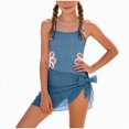 thumbnail image 1 of Zanarzt Cute Swimsuits Girls Swimsuit Adjustable Straps Cut Out One Piece Bathing Suit with Solid Color Cover Up Skirt Girls' Swimwear 9-10 Years,Light Blue, 1 of 7