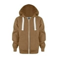 thumbnail image 1 of Zanarzt Cute Tops for Girls Boys' Zip Up Hoodie Sweatshirt, Kangaroo Pockets, Made with Lightweight Fleece Khaki,13-14 Years, 1 of 6