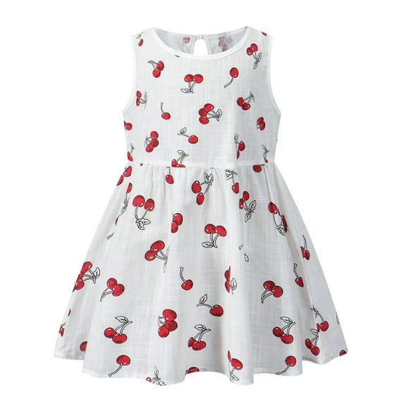 Zanarzt Dress for Girls Summer Dress Baby Girls Dress Casual Sleeveless Birthday Party Summer Playwear Dresses Beige,4-5 Years