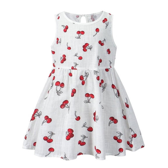 Zanarzt Dress for Girls Summer Dress Baby Girls Dress Casual Sleeveless Birthday Party Summer Playwear Dresses Beige,4-5 Years
