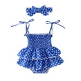 thumbnail image 1 of Zanarzt Girl Baby Clothes 4th Of July Baby Girl Outfit American Flag Jumpsuit Sleeveless Romper Dress with Headband Fourth Of July Clothes Blue,3-6 Months, 1 of 6